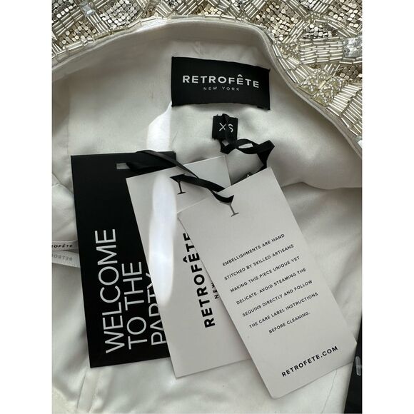 NWT Retrofete New York Strapless Heather Sequin Mini Dress Silver & Gold XS $940 - Picture 13 of 14